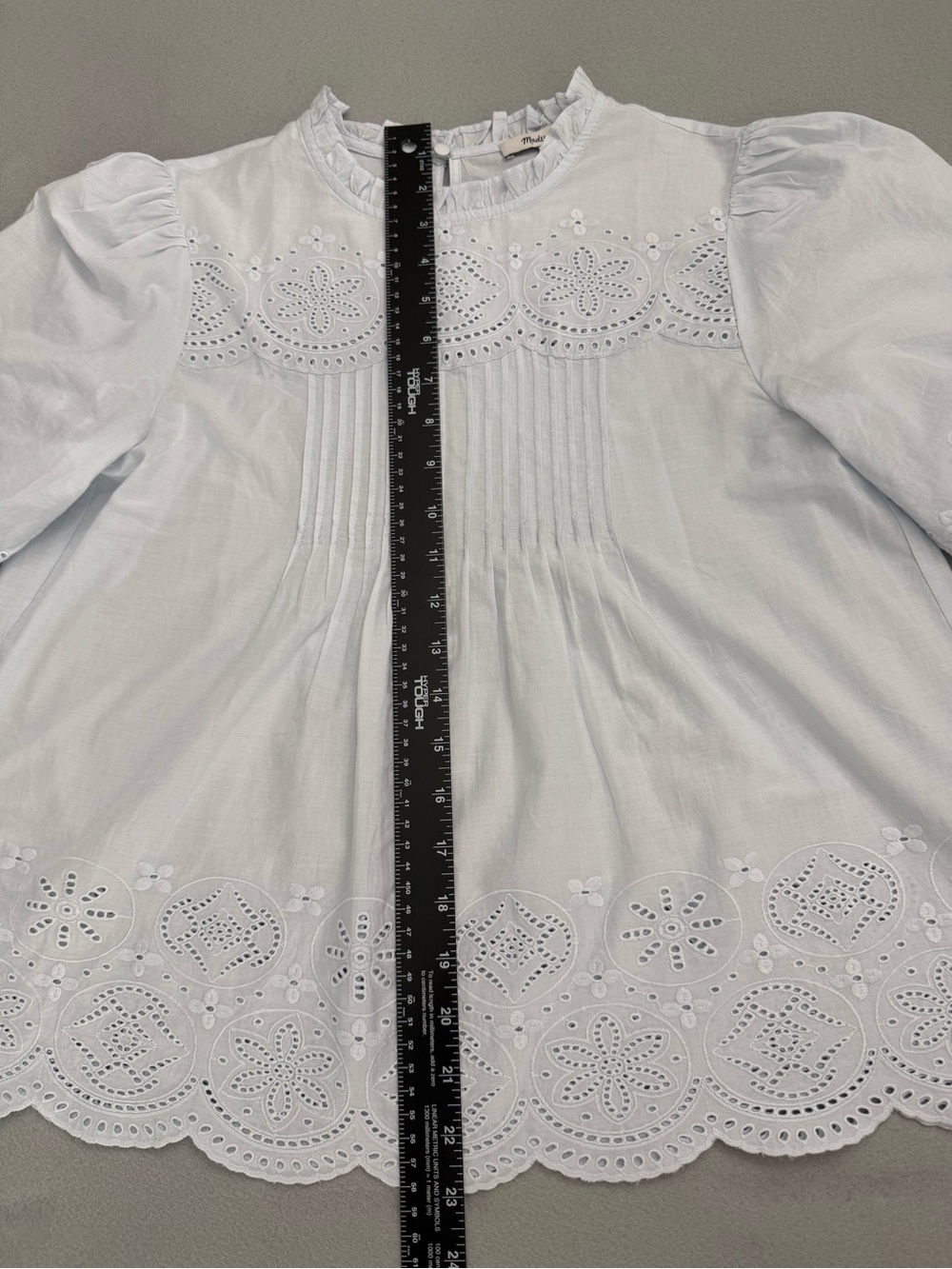 Madewell Very Light Blue Eyelet Peasant Blouse Size XS - Picture 8 of 12